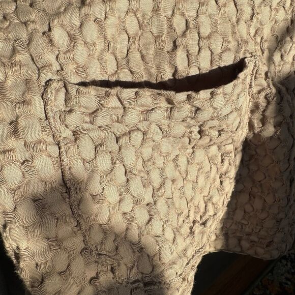 Vintage Produce Company 90s Beige Textured Button-Up Jacket XL Boho Lagenlook EC - Picture 7 of 16